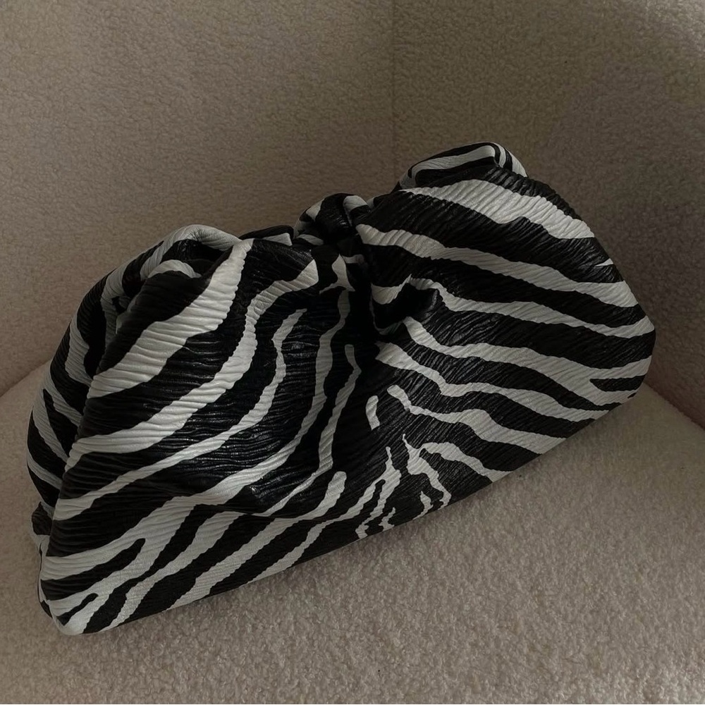 Bottega Veneta Black and White Zebra Pouch Bag